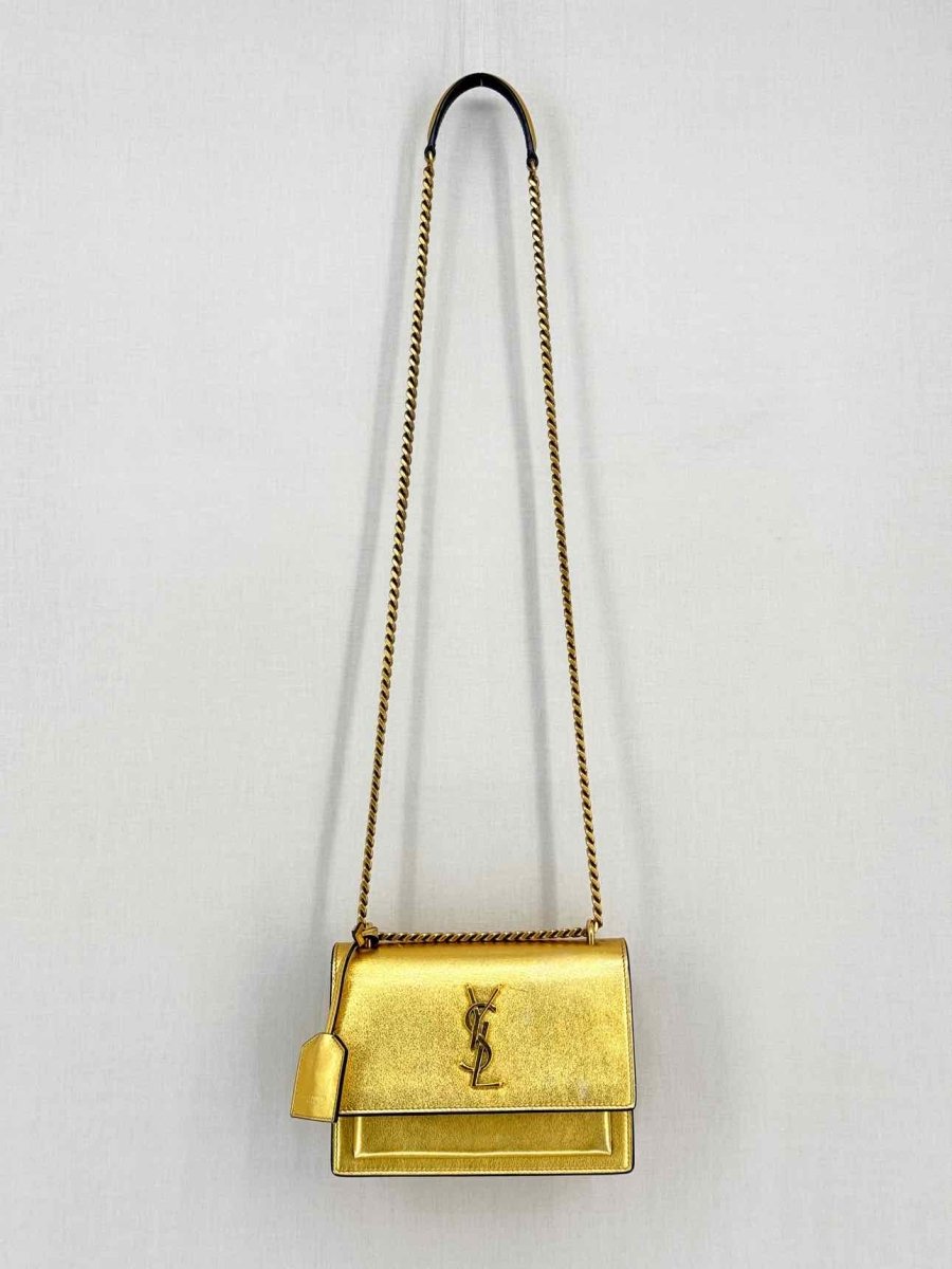 Pre-loved SAINT LAURENT Sunset Metallic Gold Crossbody at Reems Closet