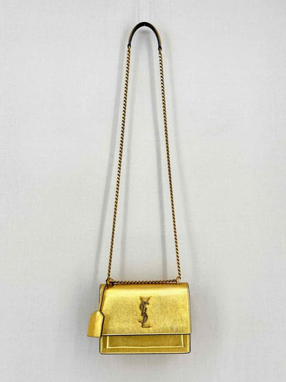 Pre-loved SAINT LAURENT Sunset Metallic Gold Crossbody at Reems Closet