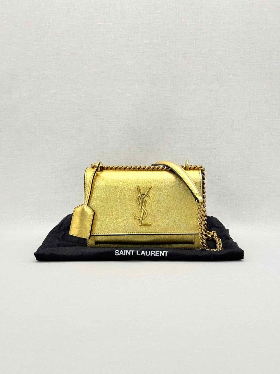 Pre-loved SAINT LAURENT Sunset Metallic Gold Crossbody at Reems Closet