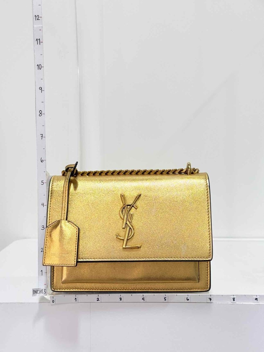 Pre-loved SAINT LAURENT Sunset Metallic Gold Crossbody at Reems Closet