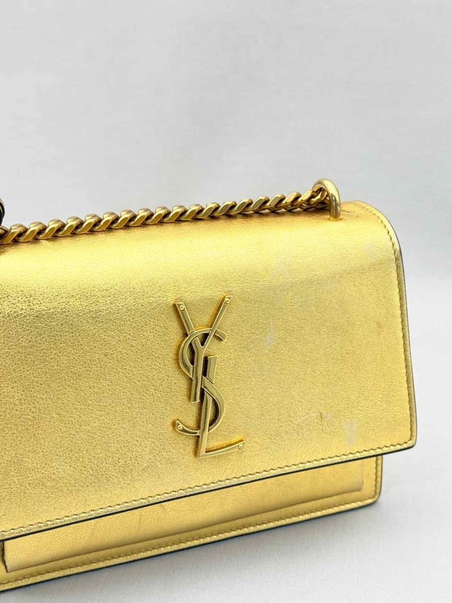 Pre-loved SAINT LAURENT Sunset Metallic Gold Crossbody at Reems Closet