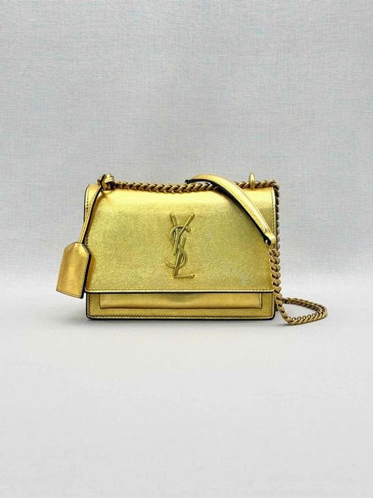 Pre-loved SAINT LAURENT Sunset Metallic Gold Crossbody at Reems Closet