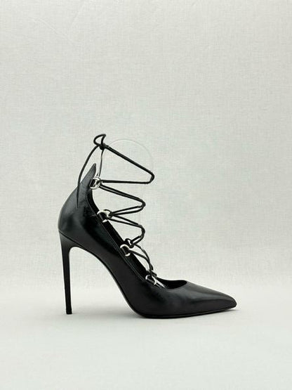 Pre - loved SAINT LAURENT Thorn Lace - up Black Size EU 39 Pumps at Reems Closet
