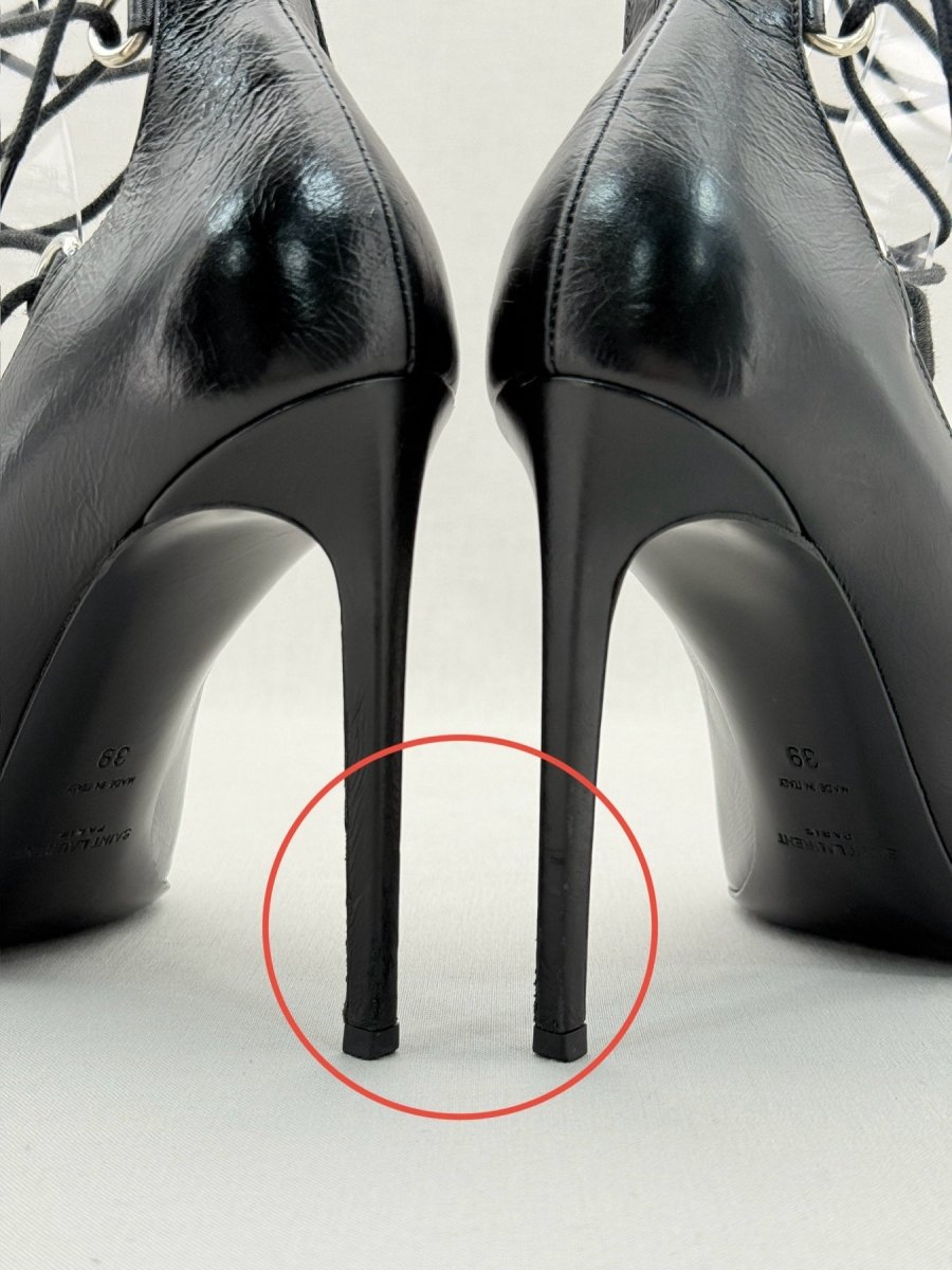 Pre - loved SAINT LAURENT Thorn Lace - up Black Size EU 39 Pumps at Reems Closet