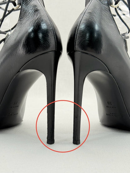 Pre - loved SAINT LAURENT Thorn Lace - up Black Size EU 39 Pumps at Reems Closet