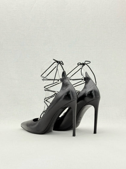 Pre - loved SAINT LAURENT Thorn Lace - up Black Size EU 39 Pumps at Reems Closet