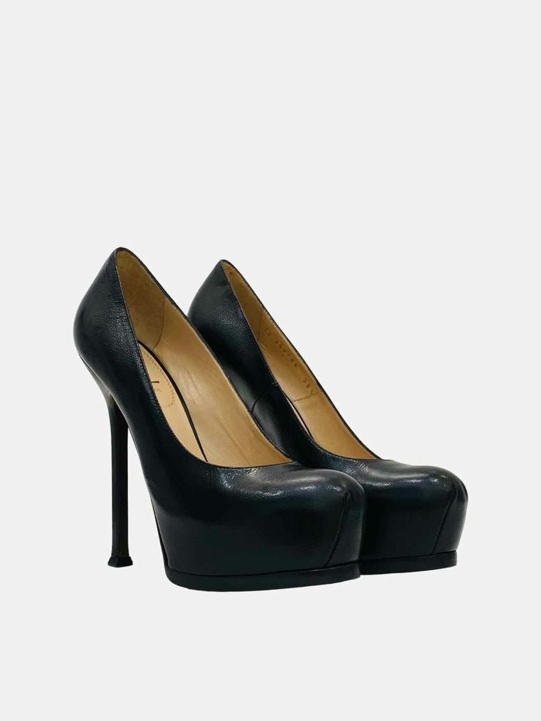 Pre - loved SAINT LAURENT Tribtoo Black Platform Pumps at Reems Closet