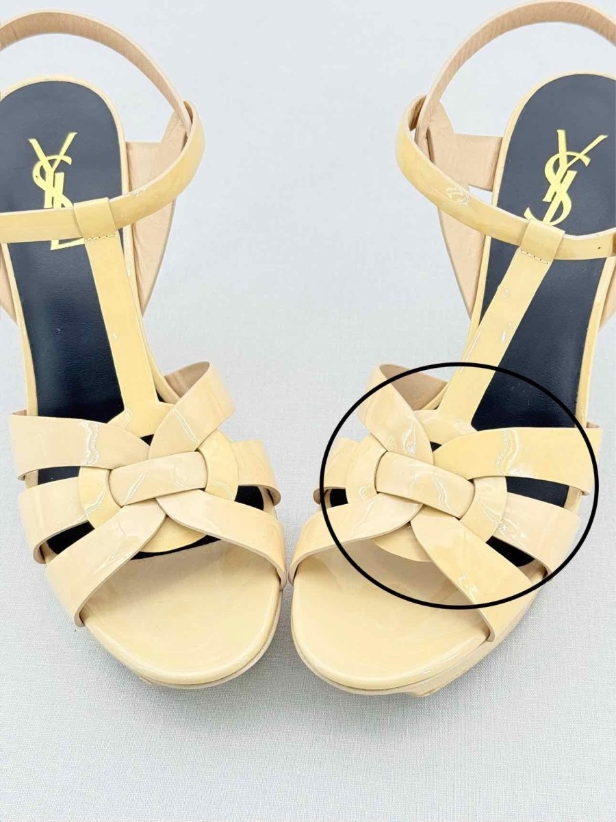 Pre - loved SAINT LAURENT Tribute Beige Size EU 39 Heeled Sandals at Reems Closet