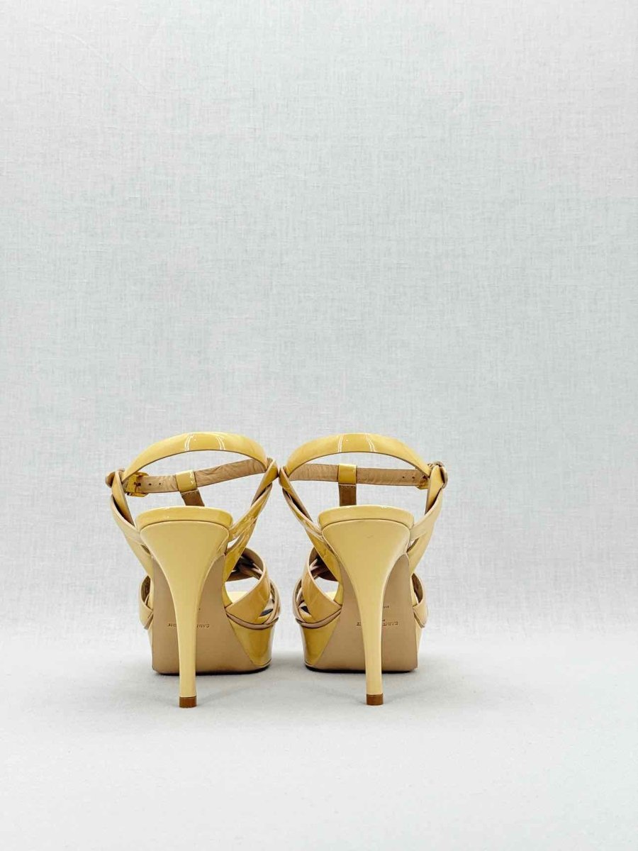 Pre - loved SAINT LAURENT Tribute Beige Size EU 39 Heeled Sandals at Reems Closet