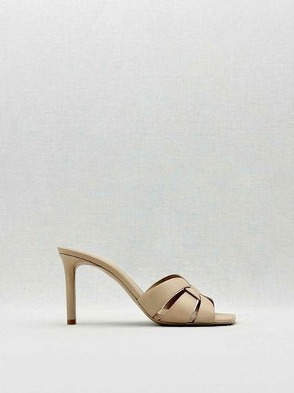 Pre - loved SAINT LAURENT Tribute Beige Size EU 39 Mules at Reems Closet