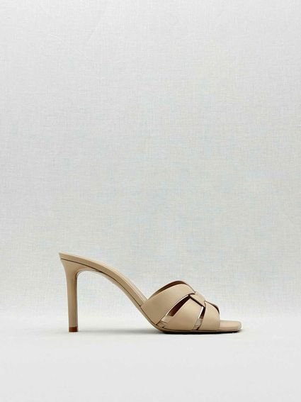 Pre - loved SAINT LAURENT Tribute Beige Size EU 39 Mules at Reems Closet