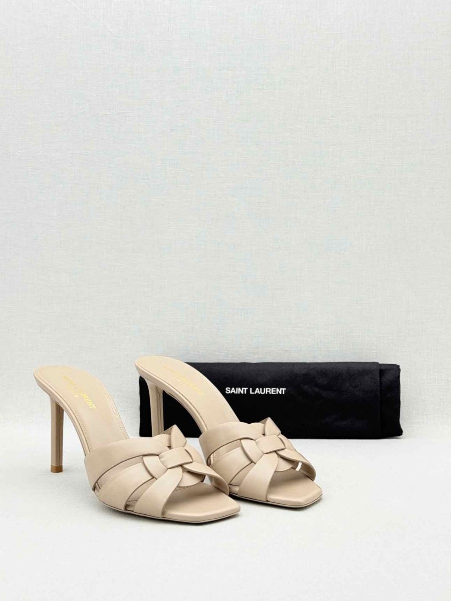 Pre - loved SAINT LAURENT Tribute Beige Size EU 39 Mules at Reems Closet