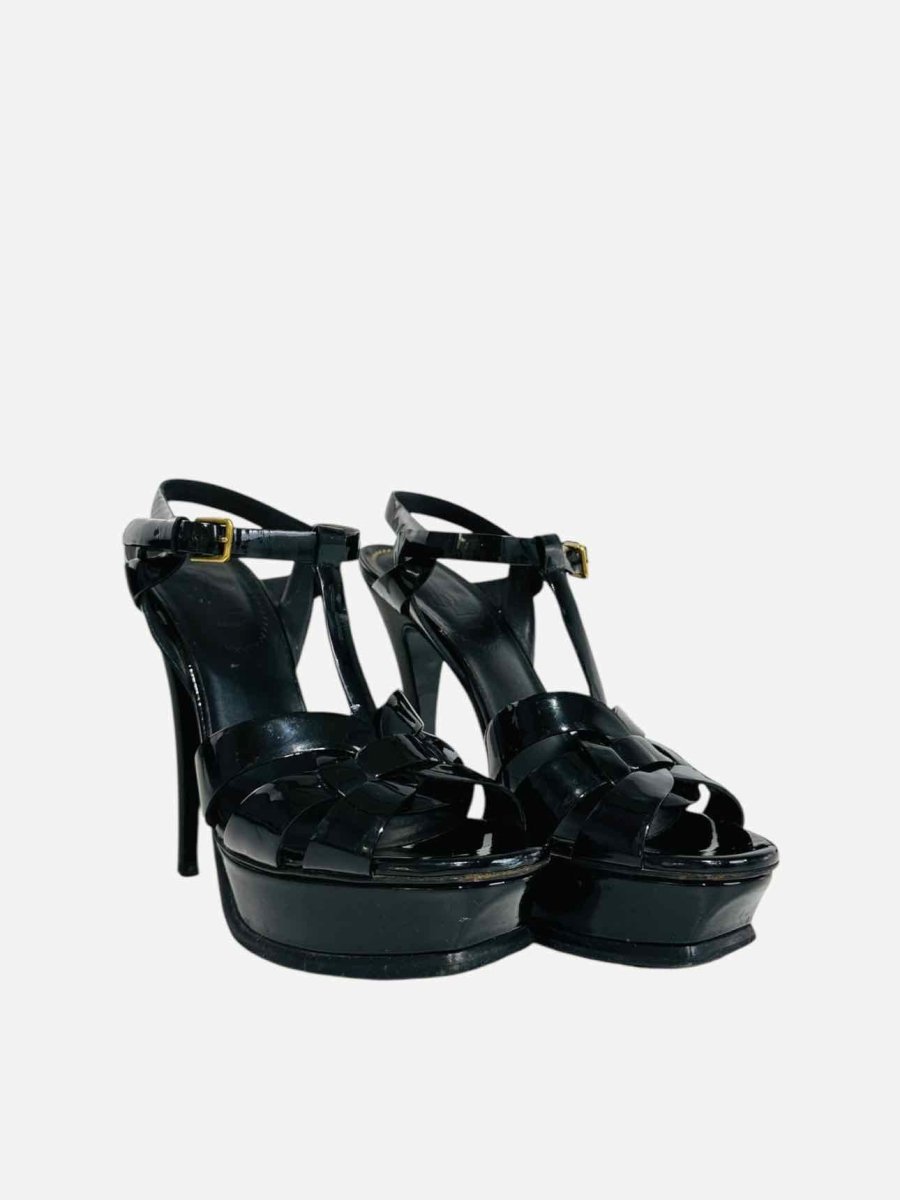 Pre - loved SAINT LAURENT Tribute Black Heeled Sandals 38 at Reems Closet