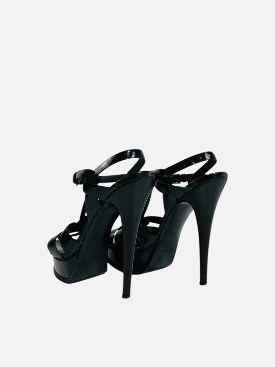 Pre - loved SAINT LAURENT Tribute Black Heeled Sandals 38 at Reems Closet