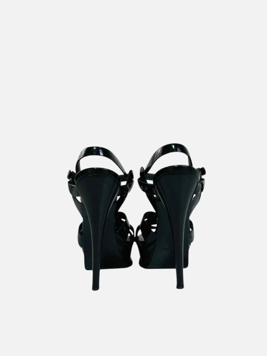 Pre - loved SAINT LAURENT Tribute Black Heeled Sandals 38 at Reems Closet