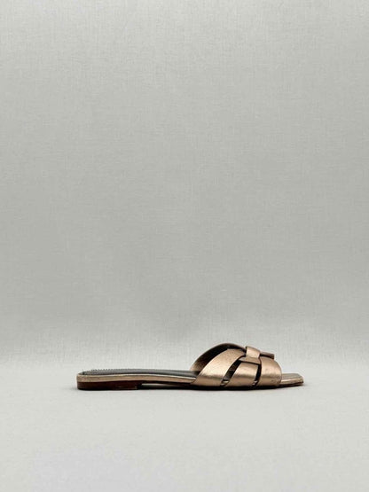 Pre - loved SAINT LAURENT Tribute Gold Size EU 36.5 Sandals at Reems Closet