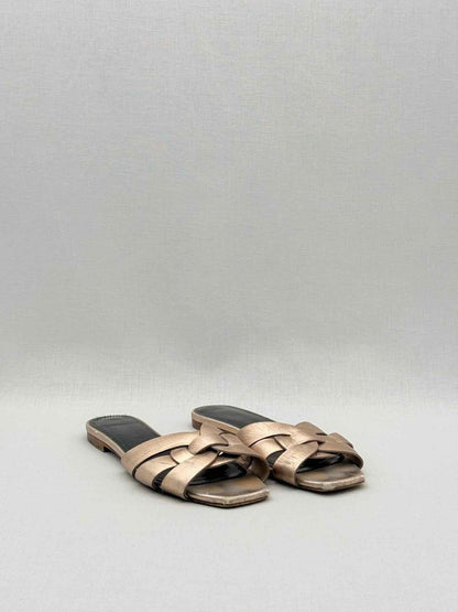 Pre - loved SAINT LAURENT Tribute Gold Size EU 36.5 Sandals at Reems Closet