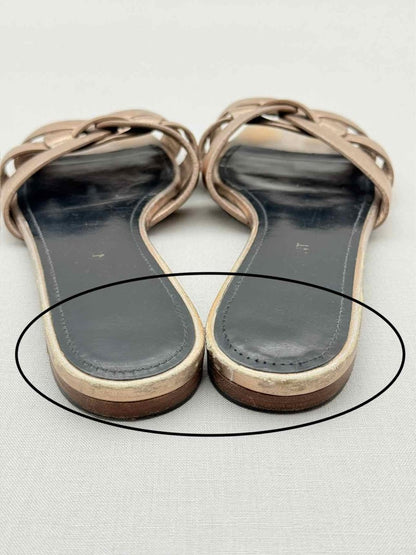 Pre - loved SAINT LAURENT Tribute Gold Size EU 36.5 Sandals at Reems Closet