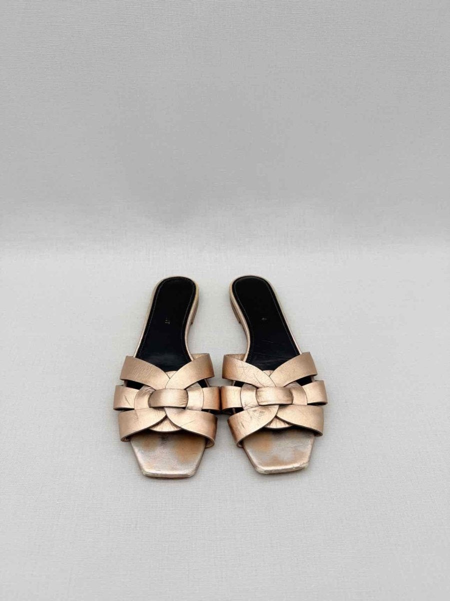 Pre - loved SAINT LAURENT Tribute Gold Size EU 36.5 Sandals at Reems Closet