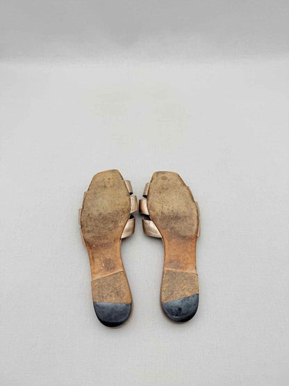 Pre - loved SAINT LAURENT Tribute Gold Size EU 36.5 Sandals at Reems Closet