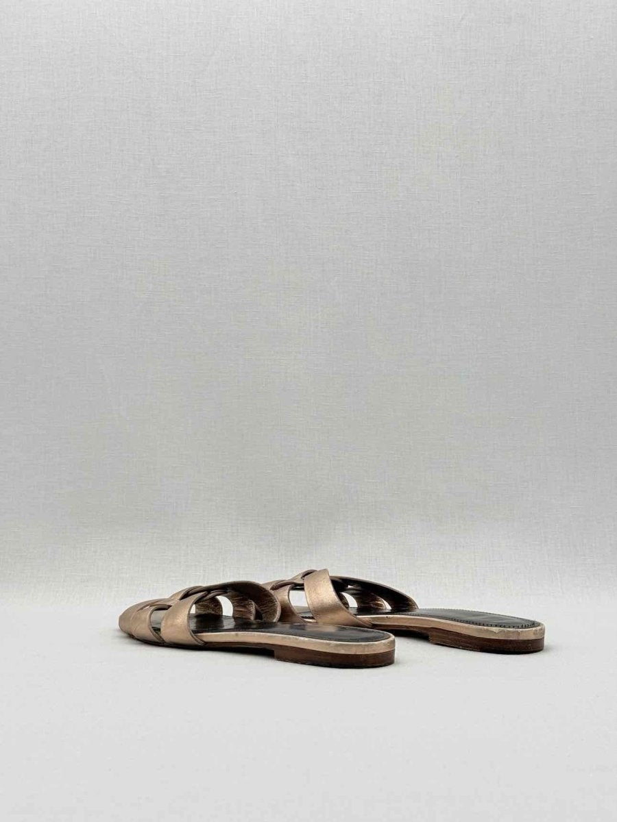 Pre - loved SAINT LAURENT Tribute Gold Size EU 36.5 Sandals at Reems Closet