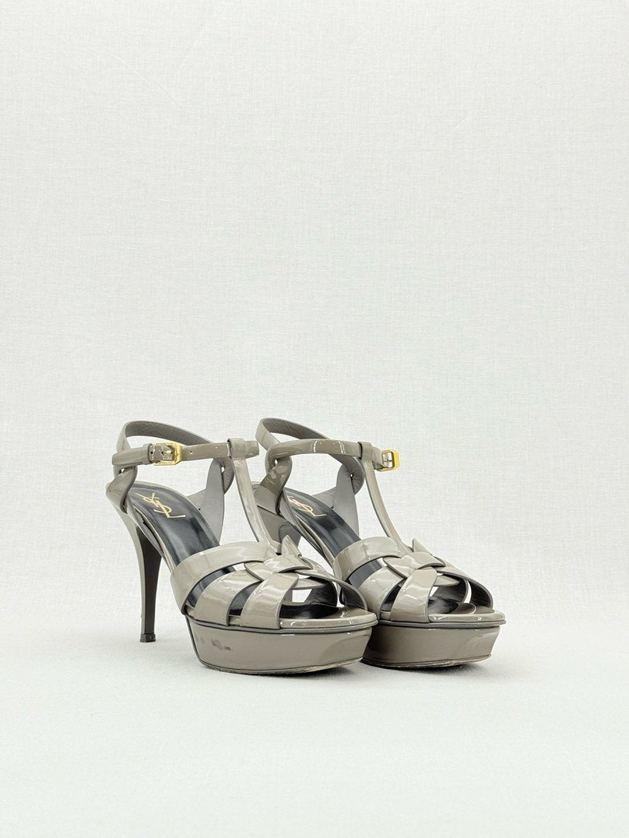 Pre - loved SAINT LAURENT Tribute Grey Size EU 40 Heeled Sandals at Reems Closet