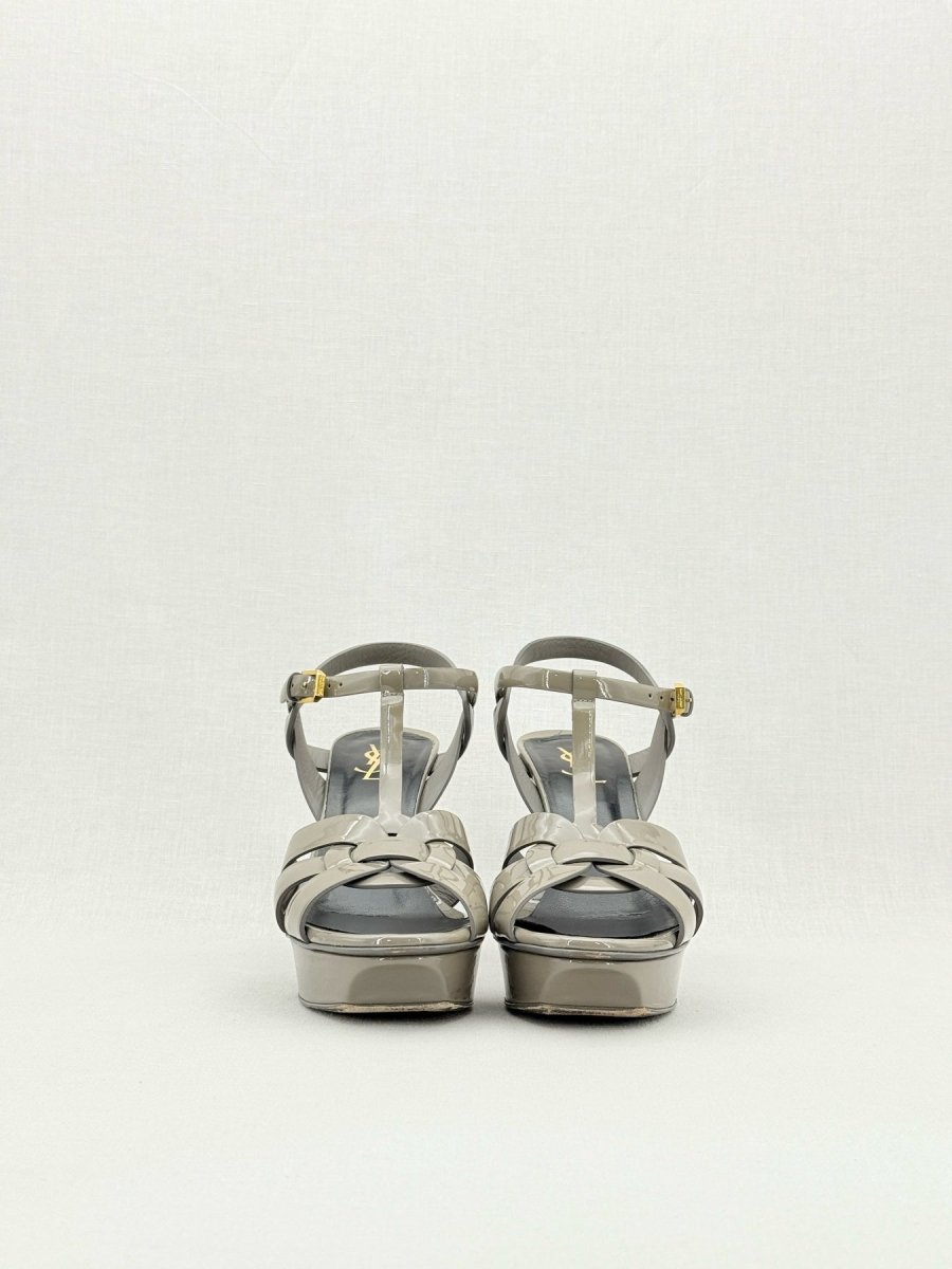 Pre - loved SAINT LAURENT Tribute Grey Size EU 40 Heeled Sandals at Reems Closet