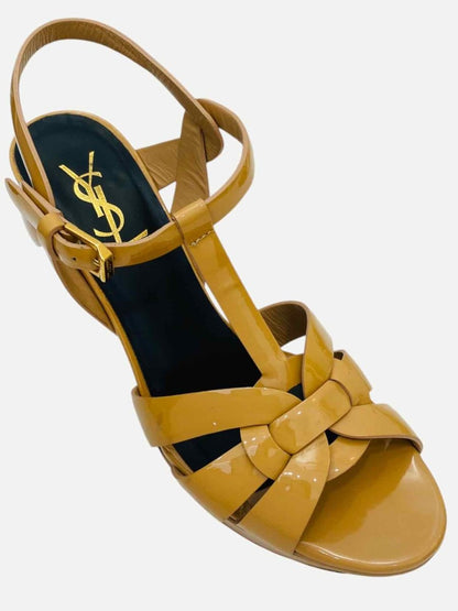 Pre - loved SAINT LAURENT Tribute Tan Heeled Sandals 38 at Reems Closet