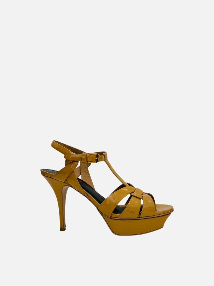 Pre - loved SAINT LAURENT Tribute Tan Heeled Sandals 38 at Reems Closet