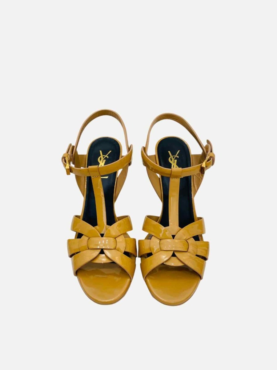 Pre - loved SAINT LAURENT Tribute Tan Heeled Sandals 38 at Reems Closet