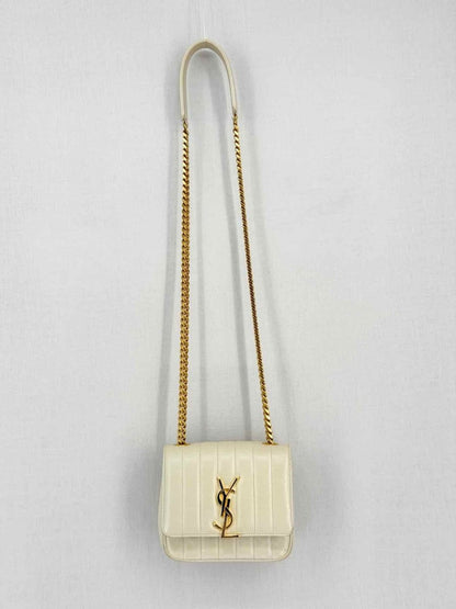Pre-loved SAINT LAURENT Vicky Beige Quilted Shoulder Bag at Reems Closet