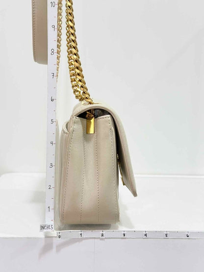 Pre-loved SAINT LAURENT Vicky Beige Quilted Shoulder Bag at Reems Closet