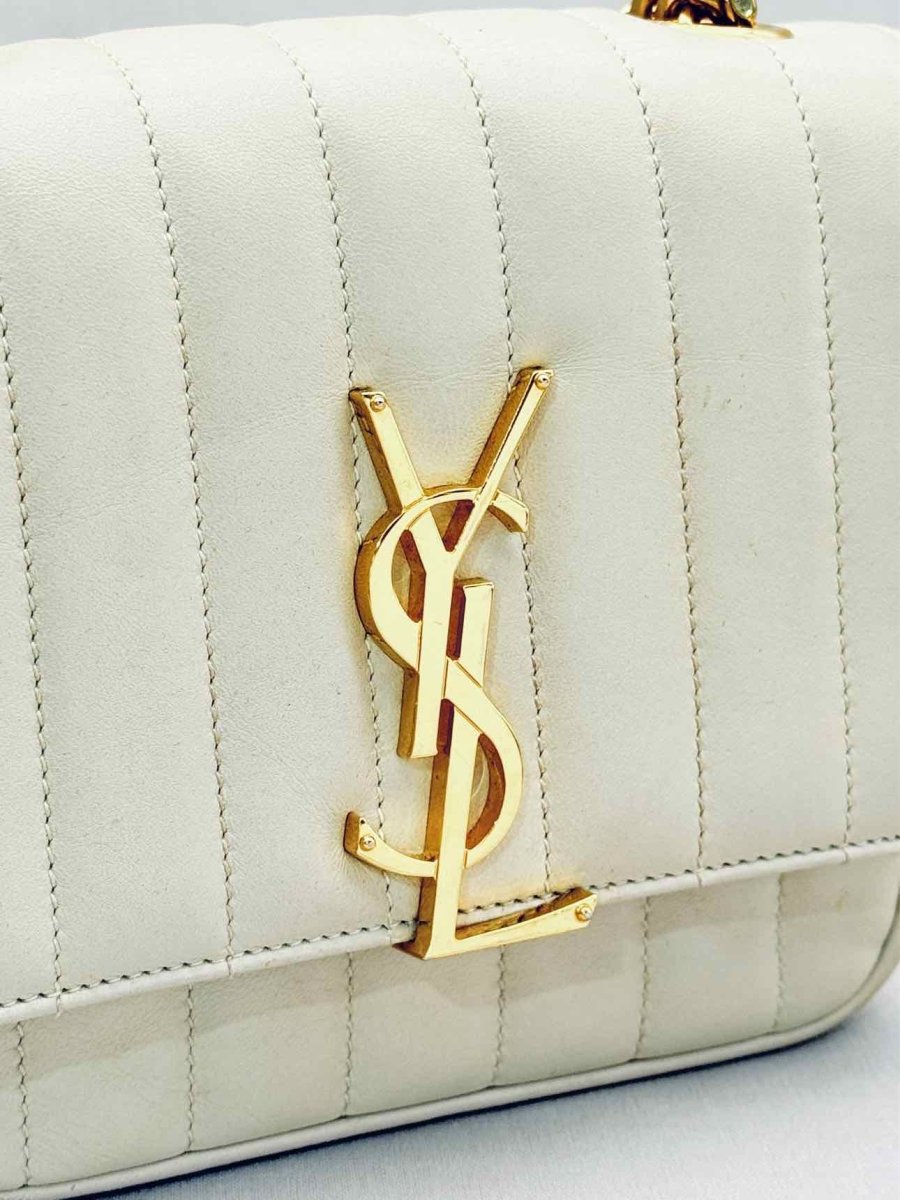 Pre-loved SAINT LAURENT Vicky Beige Quilted Shoulder Bag at Reems Closet
