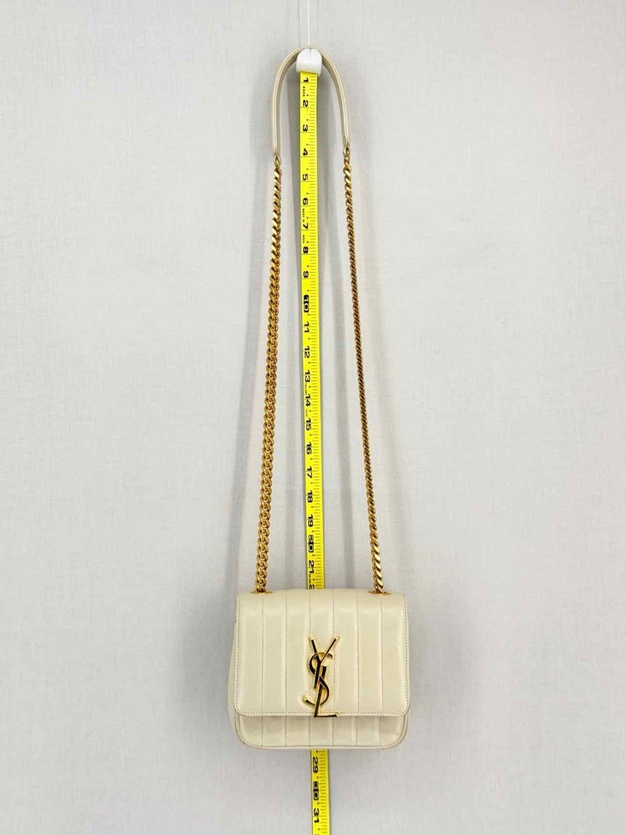 Pre-loved SAINT LAURENT Vicky Beige Quilted Shoulder Bag at Reems Closet