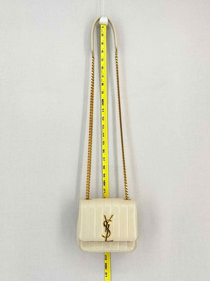 Pre-loved SAINT LAURENT Vicky Beige Quilted Shoulder Bag at Reems Closet