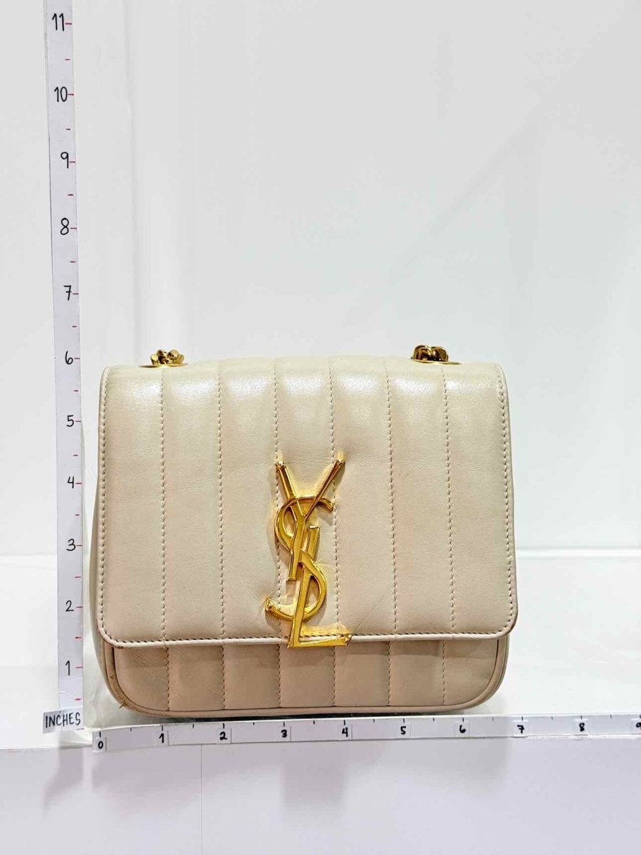 Pre-loved SAINT LAURENT Vicky Beige Quilted Shoulder Bag at Reems Closet