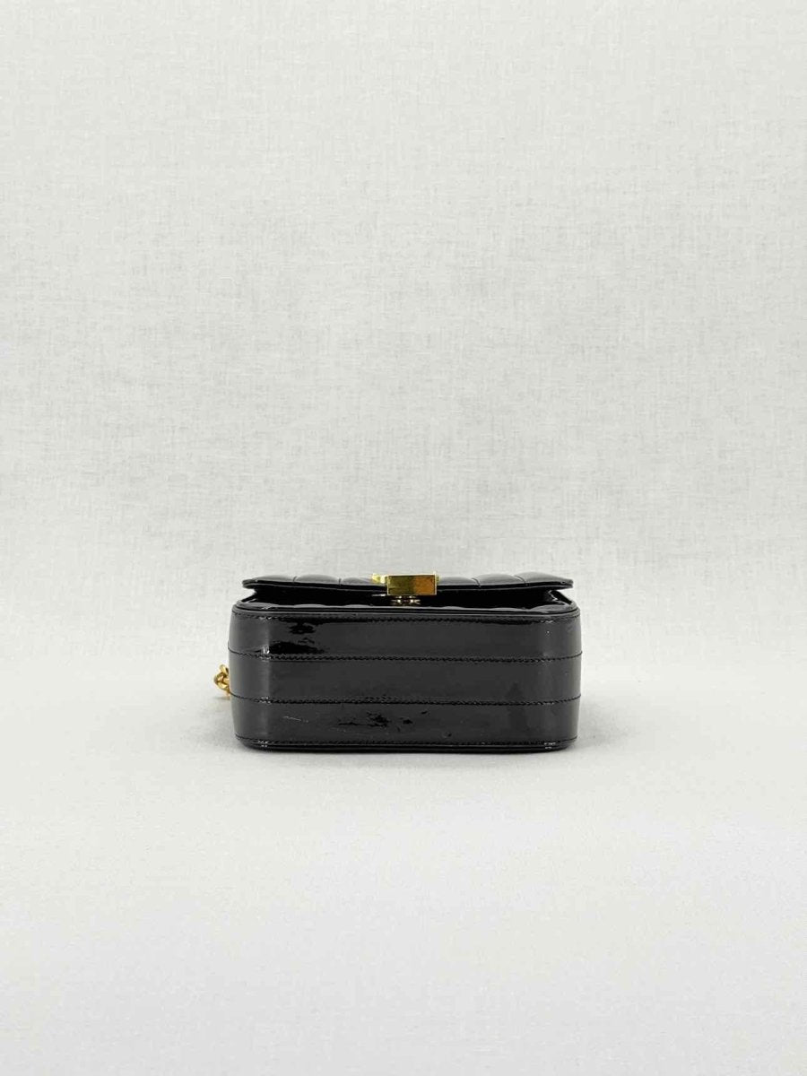 Pre - loved SAINT LAURENT Vicky Black Quilted Shoulder Bag at Reems Closet