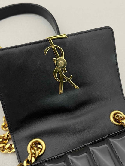 Pre - loved SAINT LAURENT Vicky Black Quilted Shoulder Bag at Reems Closet