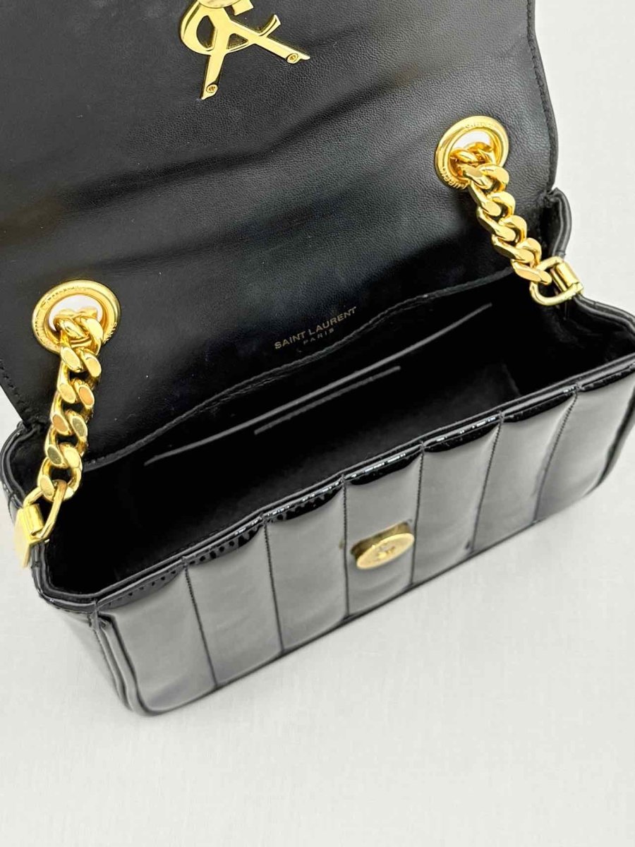 Pre - loved SAINT LAURENT Vicky Black Quilted Shoulder Bag at Reems Closet