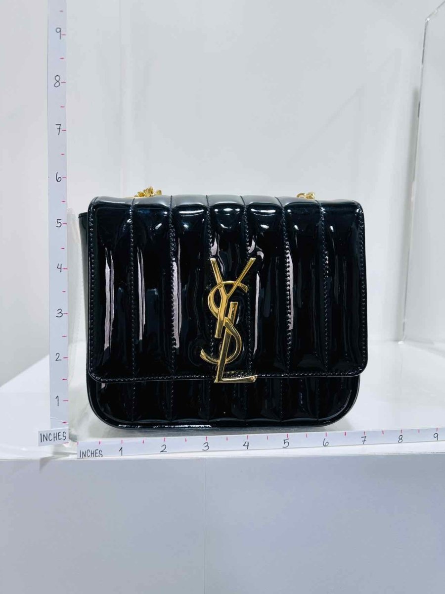 Pre - loved SAINT LAURENT Vicky Black Quilted Shoulder Bag at Reems Closet