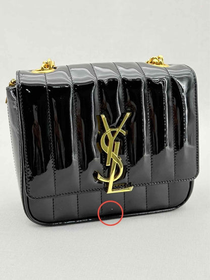 Pre - loved SAINT LAURENT Vicky Black Quilted Shoulder Bag at Reems Closet