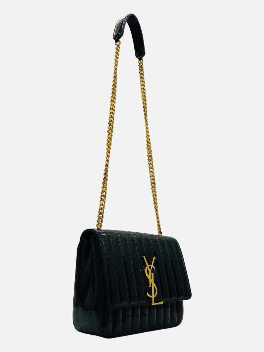 Pre - loved SAINT LAURENT Vicky Black Shoulder Bag at Reems Closet