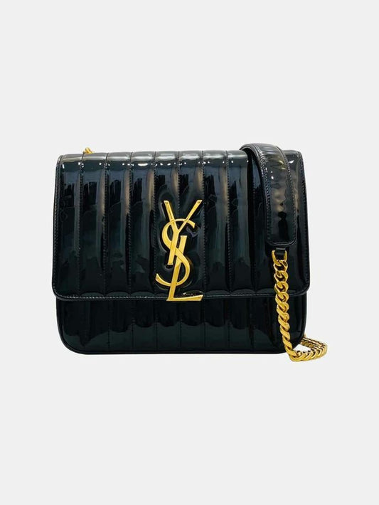 Pre - loved SAINT LAURENT Vicky Black Shoulder Bag at Reems Closet