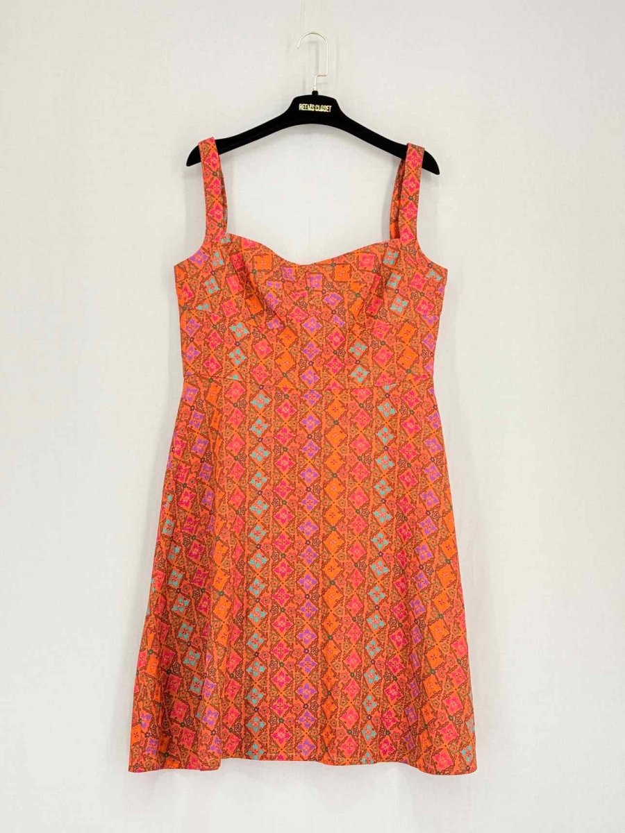 Pre - loved SALONI Orange Multicolor Printed Size US 12 Short Dress at Reems Closet