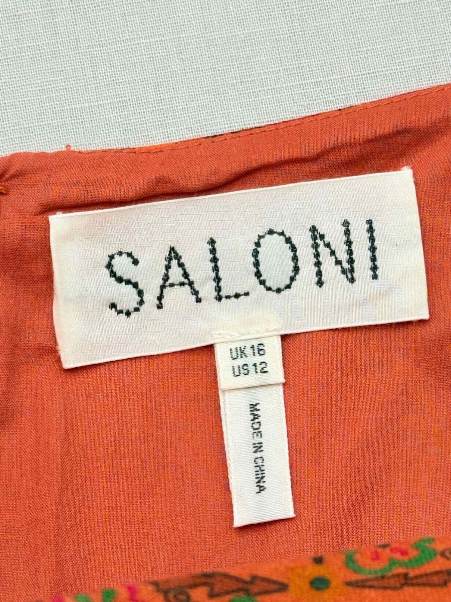 Pre - loved SALONI Orange Multicolor Printed Size US 12 Short Dress at Reems Closet