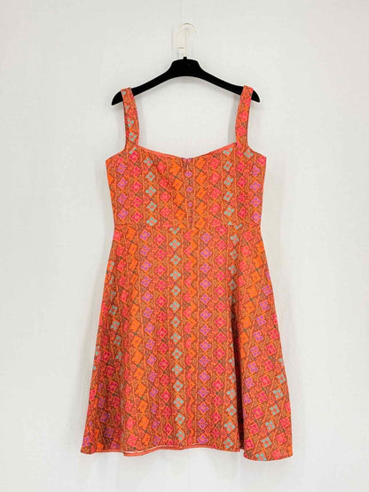 Pre-loved SALONI Orange Multicolor Printed Size US 12 Short Dress at Reems Closet