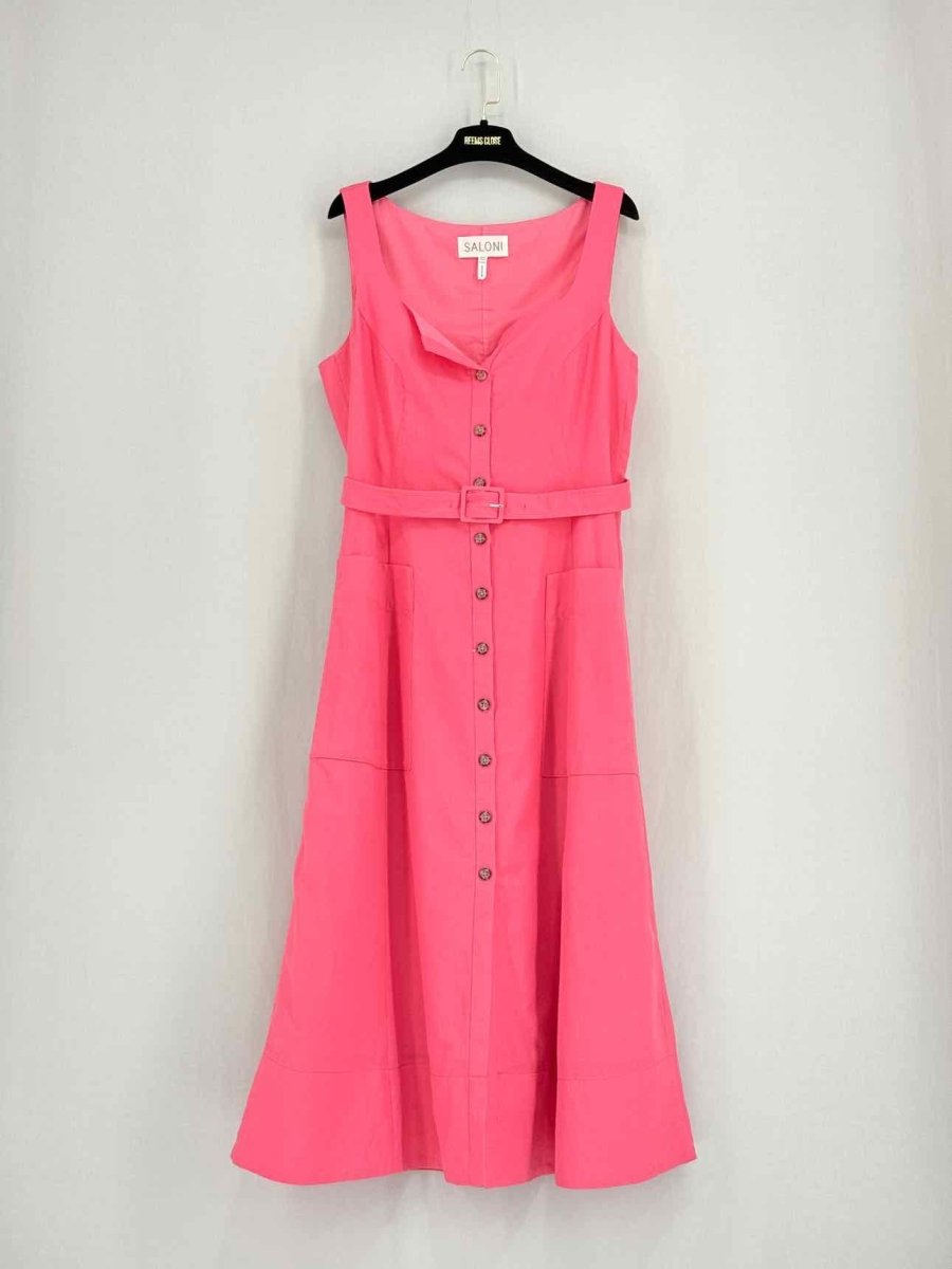 Pre - loved SALONI Pink Size US 10 Midi Dress at Reems Closet