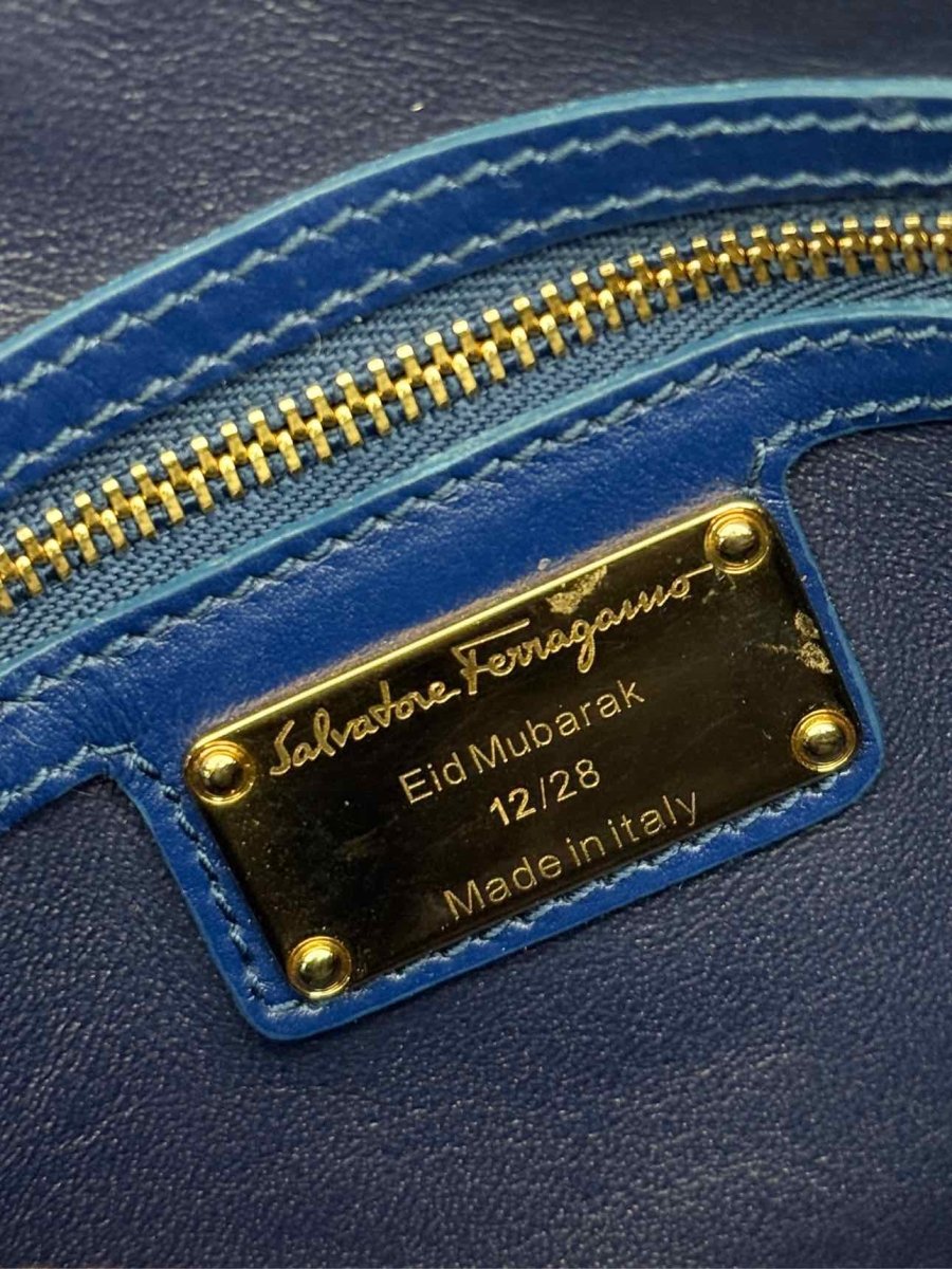 Pre - loved SALVATORE FERRAGAMO Blue Top Handle at Reems Closet