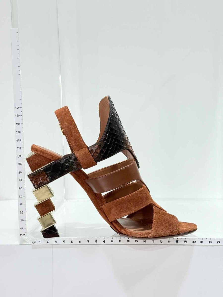 Pre - loved SALVATORE FERRAGAMO Brown Size EU 37 Heeled Sandals at Reems Closet