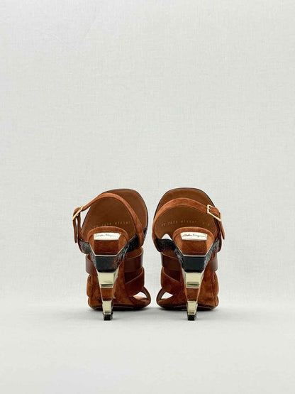 Pre - loved SALVATORE FERRAGAMO Brown Size EU 37 Heeled Sandals at Reems Closet